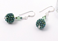 Green Beaded Bead Earrings
