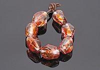 Ruby and Amber Lampwork Nugget Glass Beads