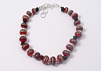 Red Coppered Ivory Lampwork Bracelet