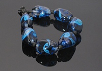 Cobalt Blue and Turquoise Nugget Lampwork Beads