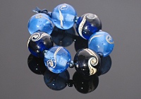 "Opal Blue" Silvered Glass Lampwork Beads