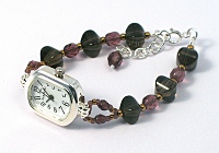 Smoky Quartz and Amethyst Glass Watch