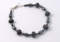 Black Lampwork and Haematite Bracelet
