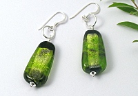Green Silver Foil Earrings