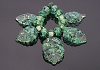 Green Leaves Lampwork Beads