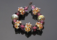 Golden Violet Lampwork Beads