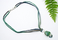 Funky Green Lampwork Pendant Necklace