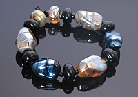 "Golden Black" Slivered Glass Lampwork Beads