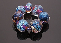 "Blue Shimmer" Silvered Lampwork Beads