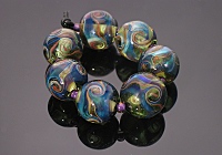 "Rainbow" Slivered Glass Lampwork Beads