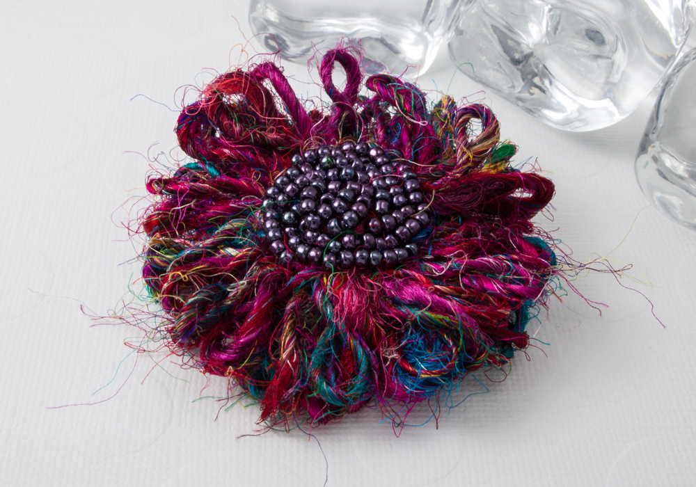 Sari Silk Flower Brooch by Ciel Creations