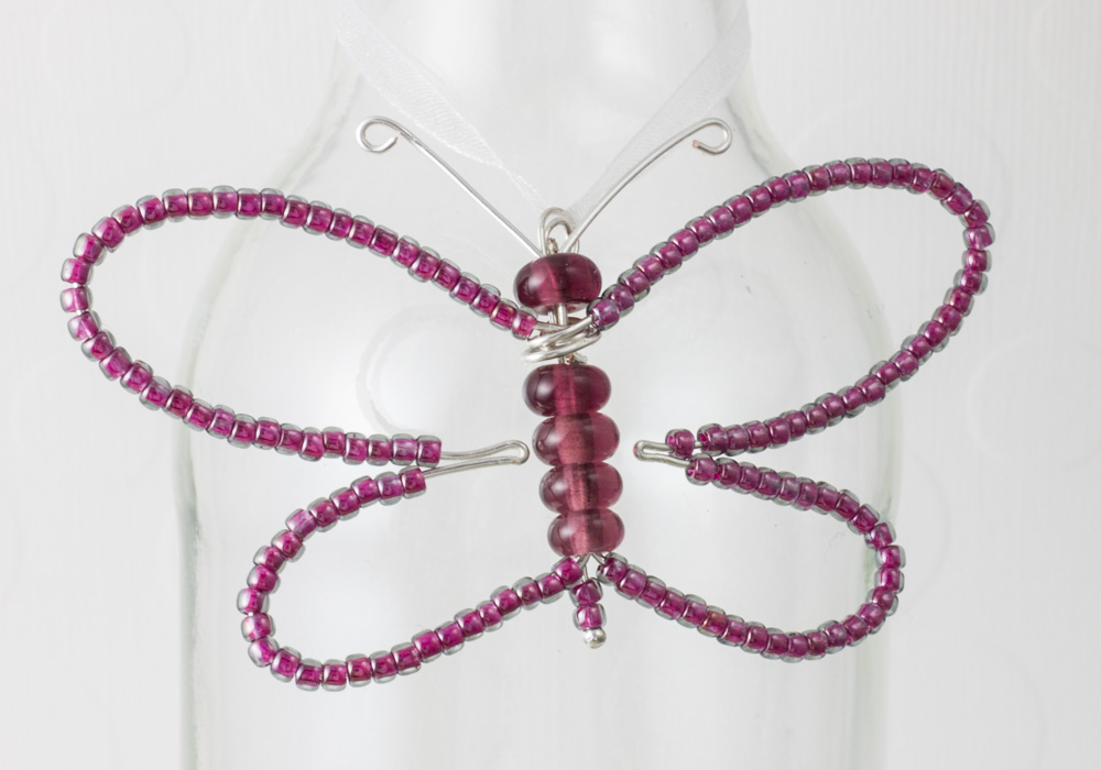 Pink Beaded Butterfly Decoration by Ciel Creations