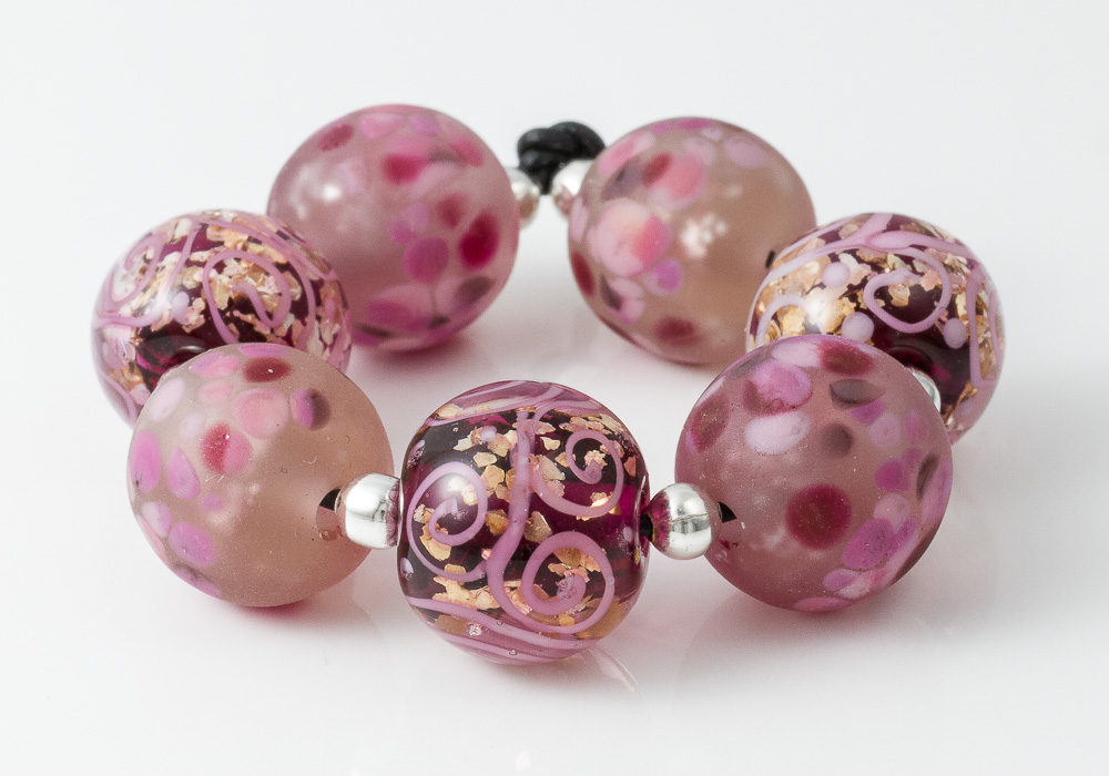 Pink Lampwork Bead Set by Ciel Creations