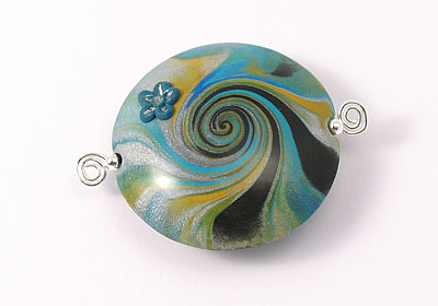 Silver Swirled Flower Clay Lentil Silver Swirled Flower Clay Lentil