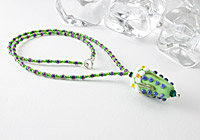 Green Cone Flower Lampwork Necklace alternative view 1