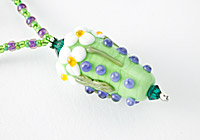 Green Cone Flower Lampwork Necklace