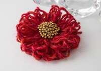 Red-Orange Flower Brooch