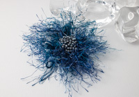 Blue Fluffy Flower Brooch