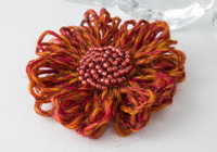 Orange Flower Brooch