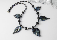 Lampwork Leaf Necklace - "Evening" alternative view 2