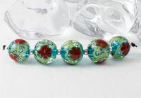 Turquoise Lampwork Flower Beads alternative view 1