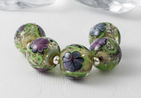 Purple Lampwork Flower Beads