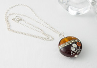 "Amber Flowers" Lampwork Pendant alternative view 2