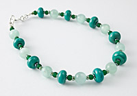 Amazonite and Lampwork Bead Bracelet