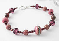 Rhodonite and Lampwork Bracelet