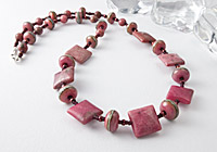 Rhodonite and Lampwork Necklace alternative view 1