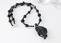 Black Lampwork Leaf Necklace