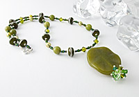 Nephrite and Lampwork Pendant Necklace alternative view 2