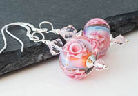 Pink Murrini Lampwork Earrings