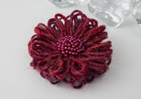 Dark Red Flower Brooch