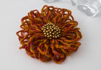 Dark Orange Flower Brooch