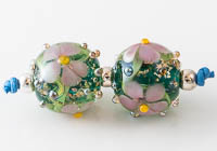 Glittery Lampwork Flower Beads