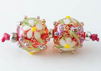 Glittery Lampwork Flower Beads