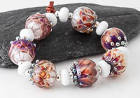 Fiery Lampwork Dahlia Bead Set