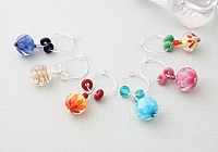 Lampwork Flower Wine Glass Charms (set of 6)