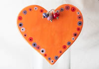 Orange Ceramic Heart Hanging