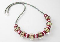 Striped Pink and Green Necklace alternative view 1