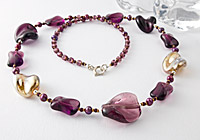 Amethyst Lampwork and Pearl Necklace
