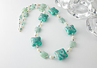 Lampwork Glass, Amazonite and Pearl Necklace alternative view 1