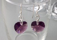 Amethyst Crystal Heart Earrings