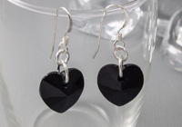 Black Crystal Heart Earrings