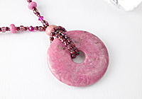 Rhodonite Pendant Lampwork Necklace alternative view 1