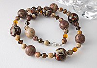 Lampwork and Silver Riban Jasper Necklace