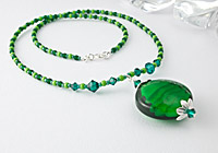 Green Swirl Lampwork Pendant Necklace alternative view 1