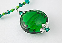 Green Swirl Lampwork Pendant Necklace