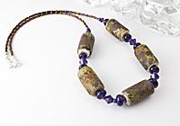 Beaded Lampwork Necklace "Purple Stone" alternative view 1